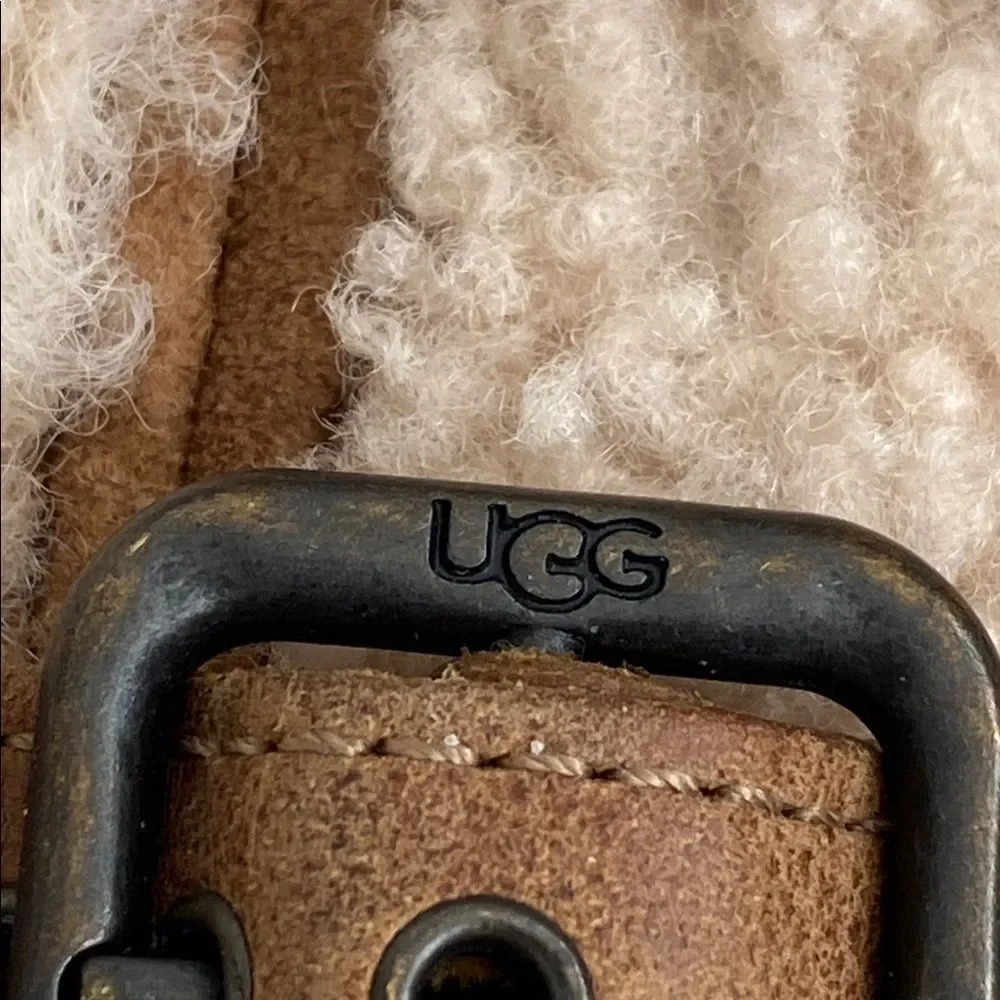 UGG Blayre II Boots Women's Tan Suede Cream Shearling Buckle Sz 9.5 Boho Western